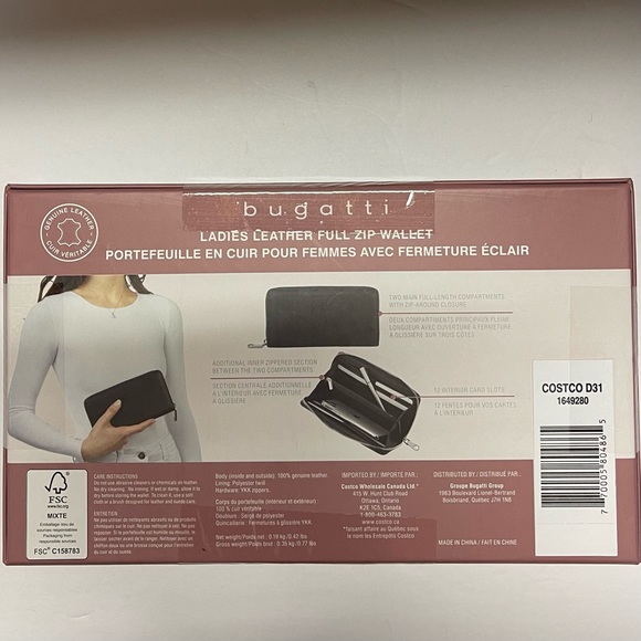 Bugatti Genuine Black Leather Full Zip Wallet for Purse or on own - Picture 5 of 9